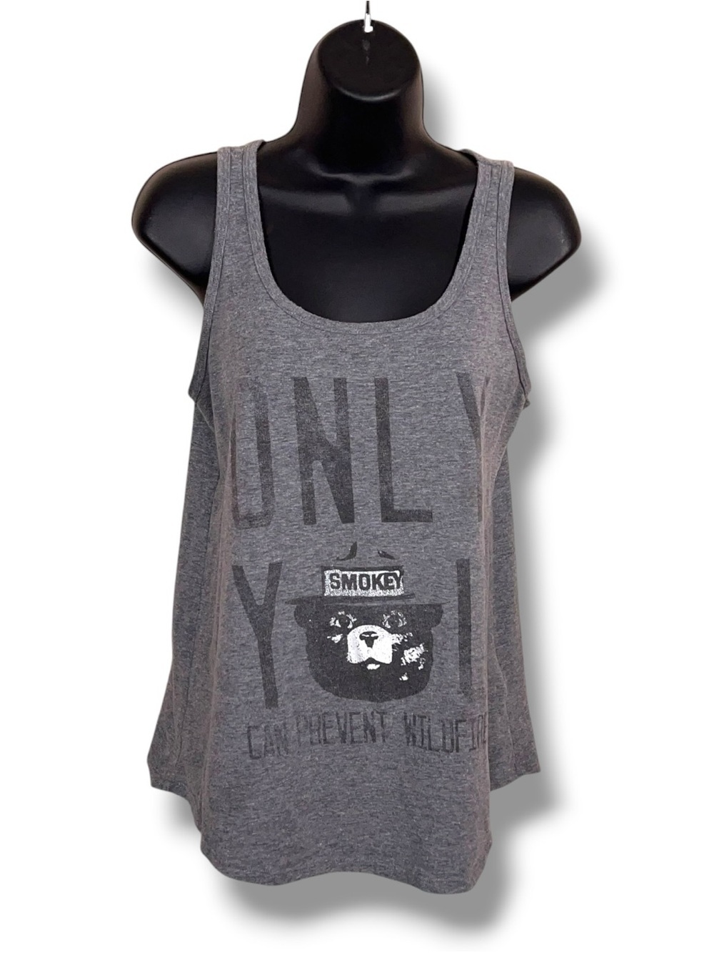 Small Smokey The Bear Tank Top Womens Old Navy Grey Casual Camping Sleeveless